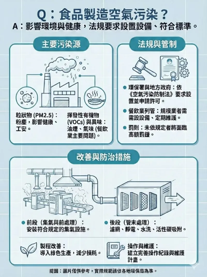 食品製造空氣污染示意圖