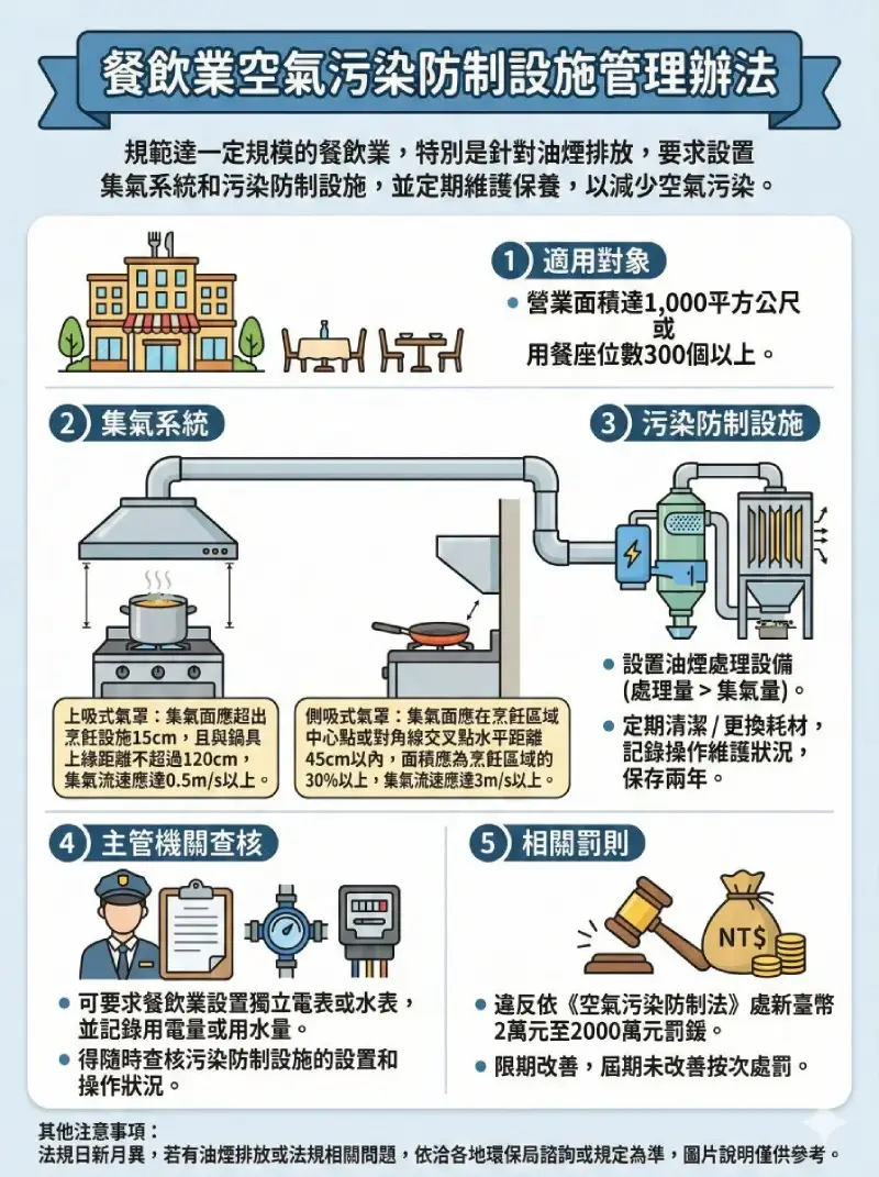 餐飲業空氣污染防制設施管理辦法示意圖