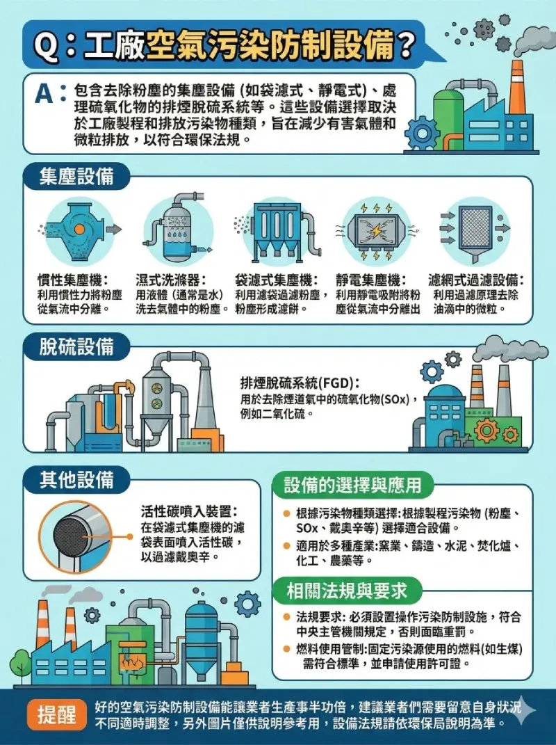 工廠空氣污染防制設備分類與應用說明